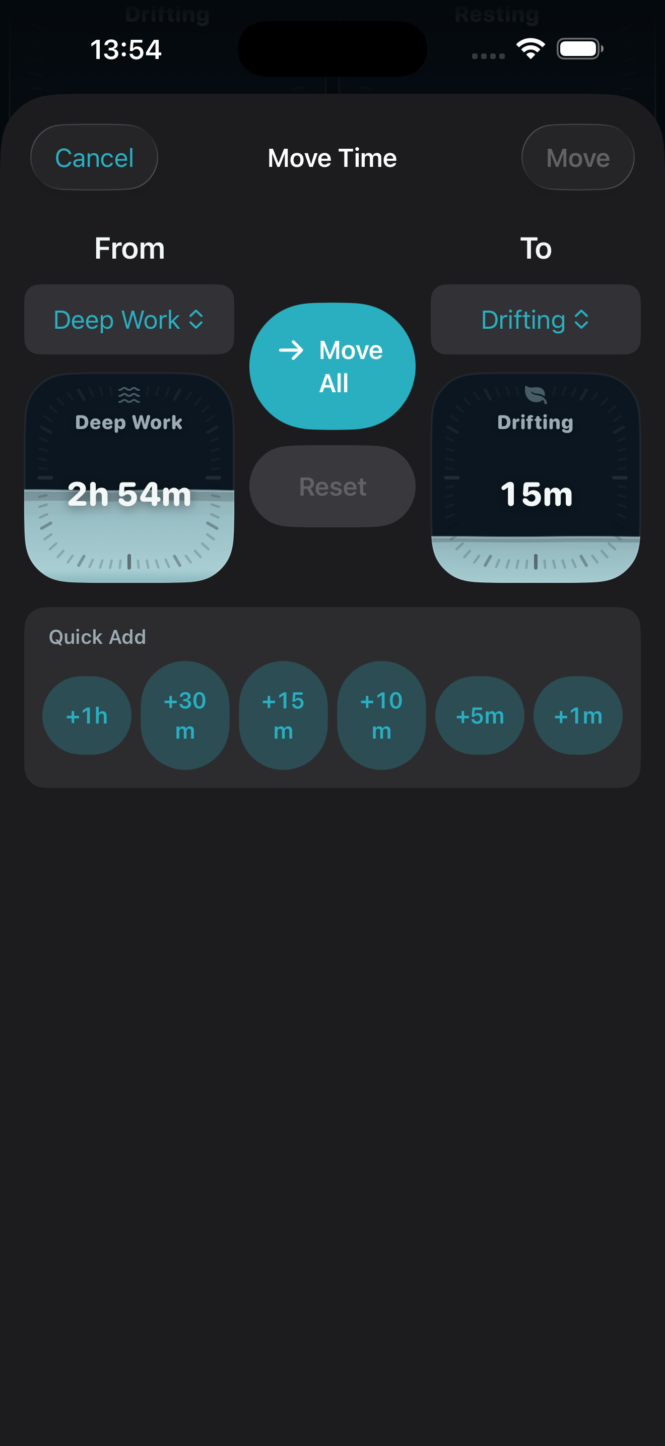 Move time sheet, dark